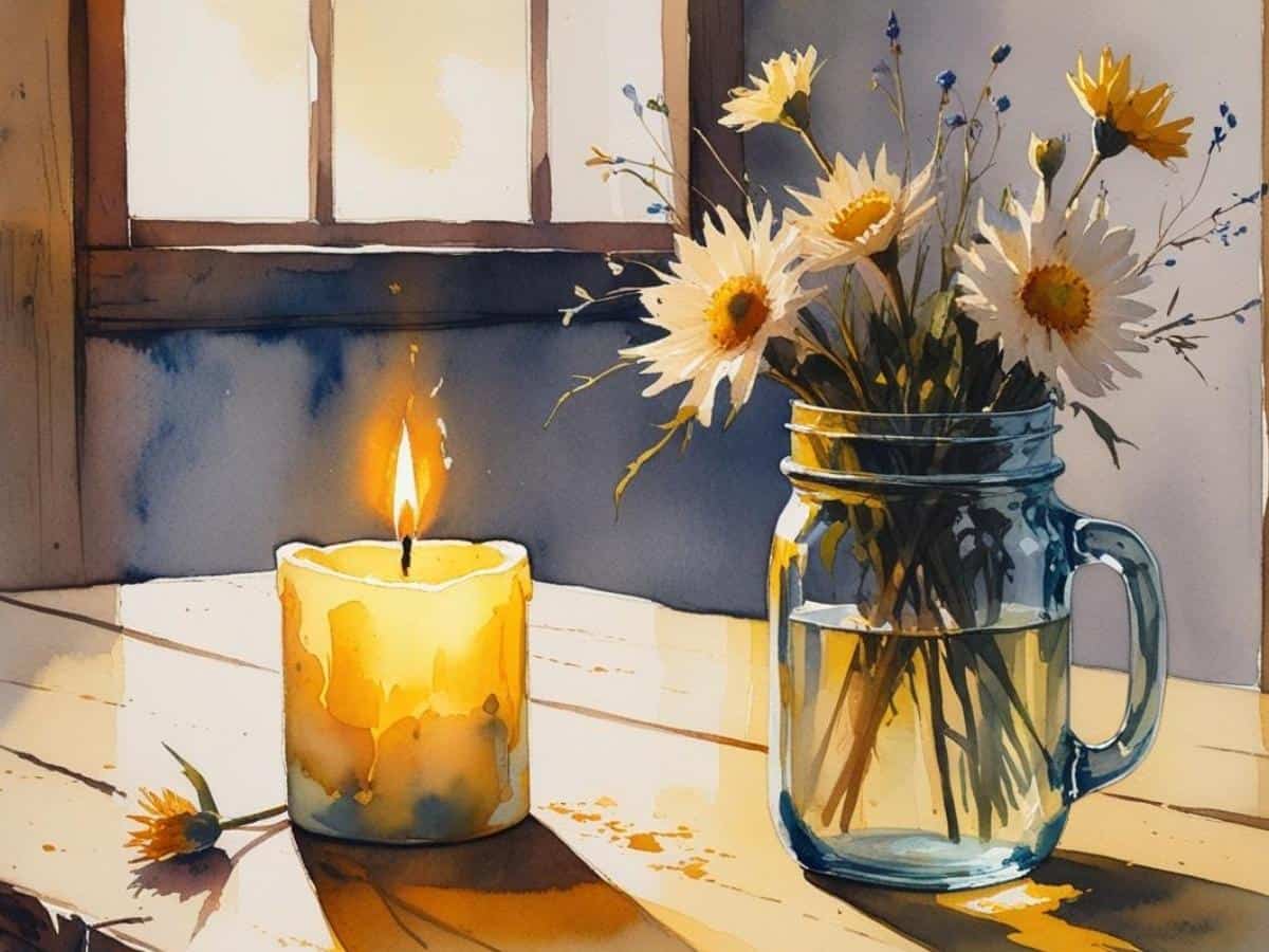 flickering-candle-on-a-farmhouse-table-with-wildflowers-in-a-mason-jar.jpg