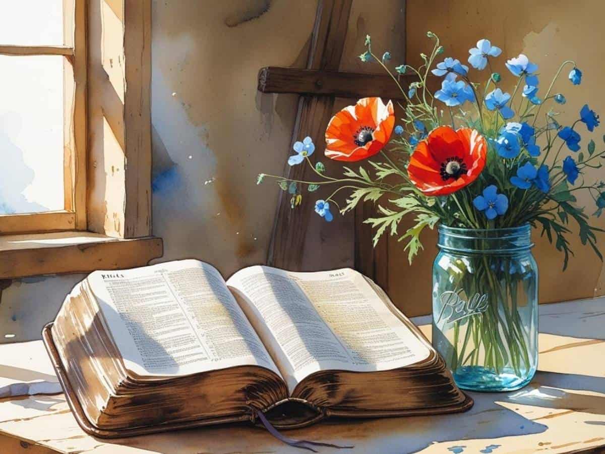 watercolor-image-of-an-open-Bible-on-a-farmhouse-table-with-a-mason-jar-of-wild-flowers.jpg