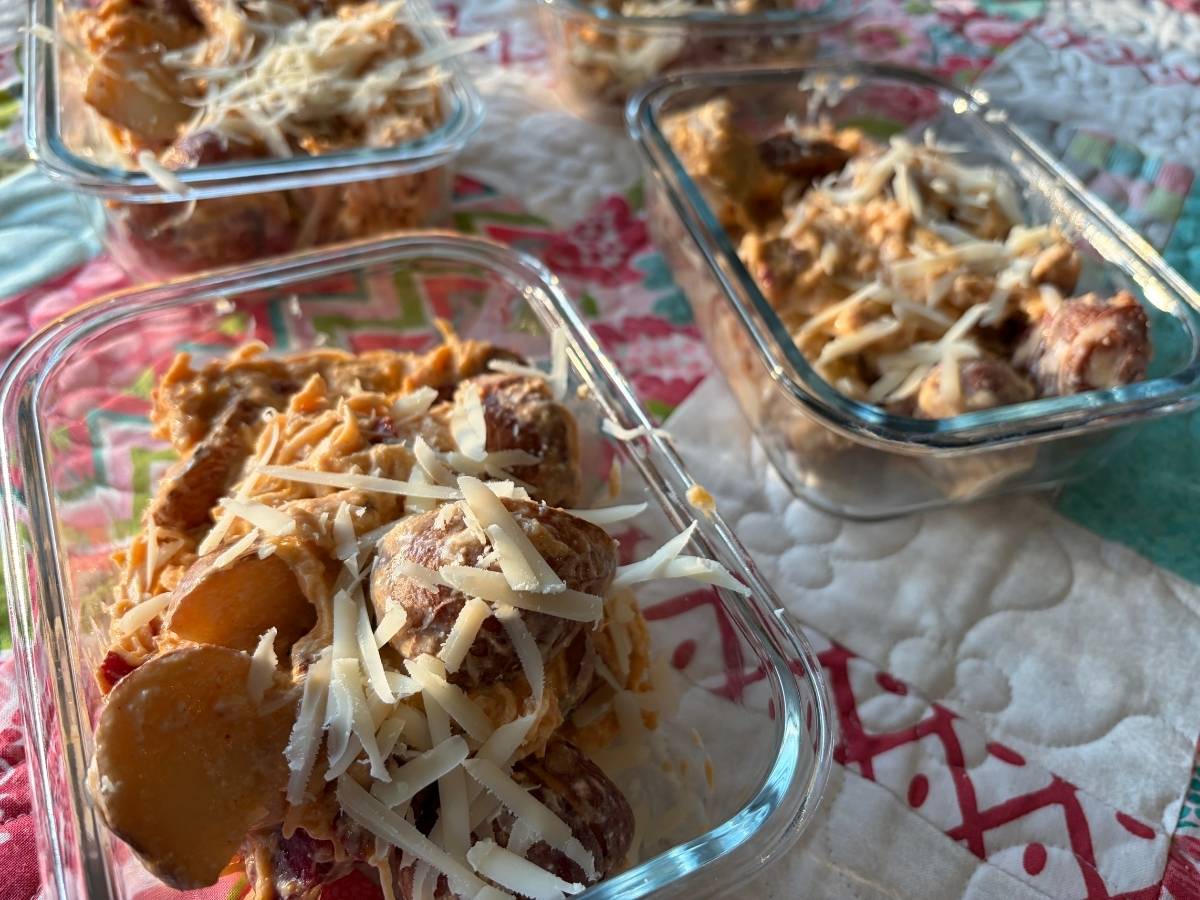 Chicken Bacon Potato Bowl with Protein Sauce (Healthy Meal Prep)