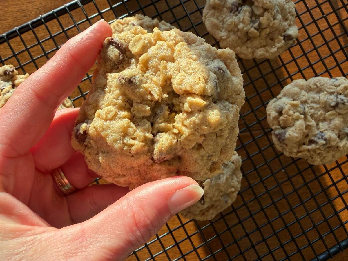 Freshly Milled Oatmeal Chocolate Chip Cookies (Thick and Easy)