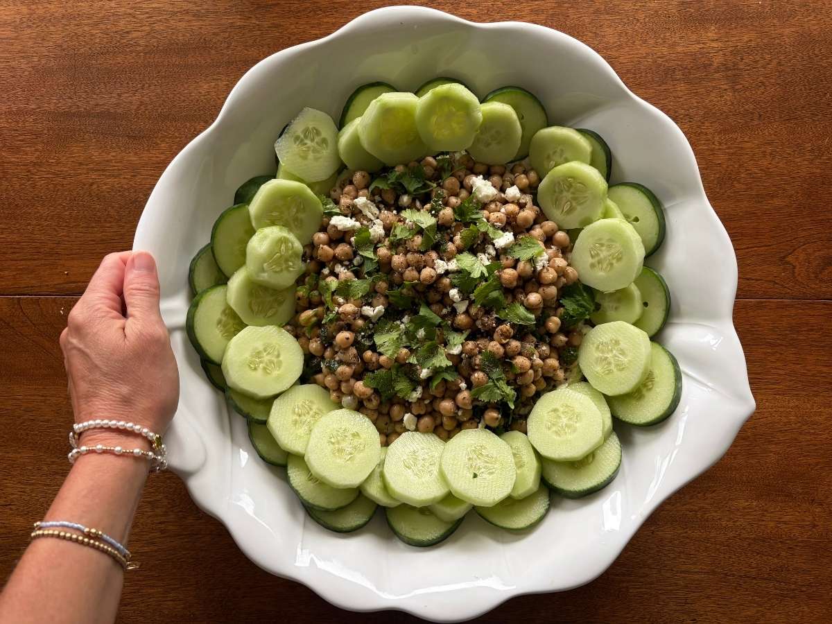 Marinated Chickpeas and Whipped Feta Salad (Easy Summer Appetizer/Dip)