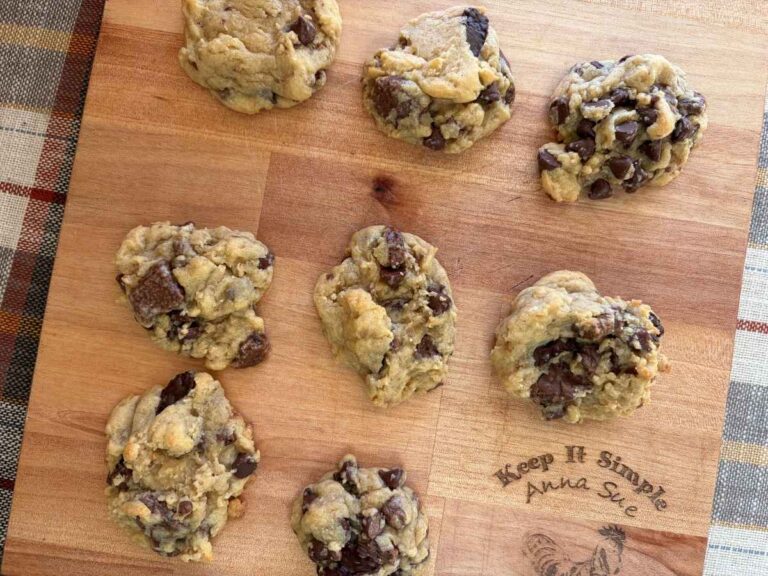 Simple Sourdough Chocolate Chip Cookies with English Toffee